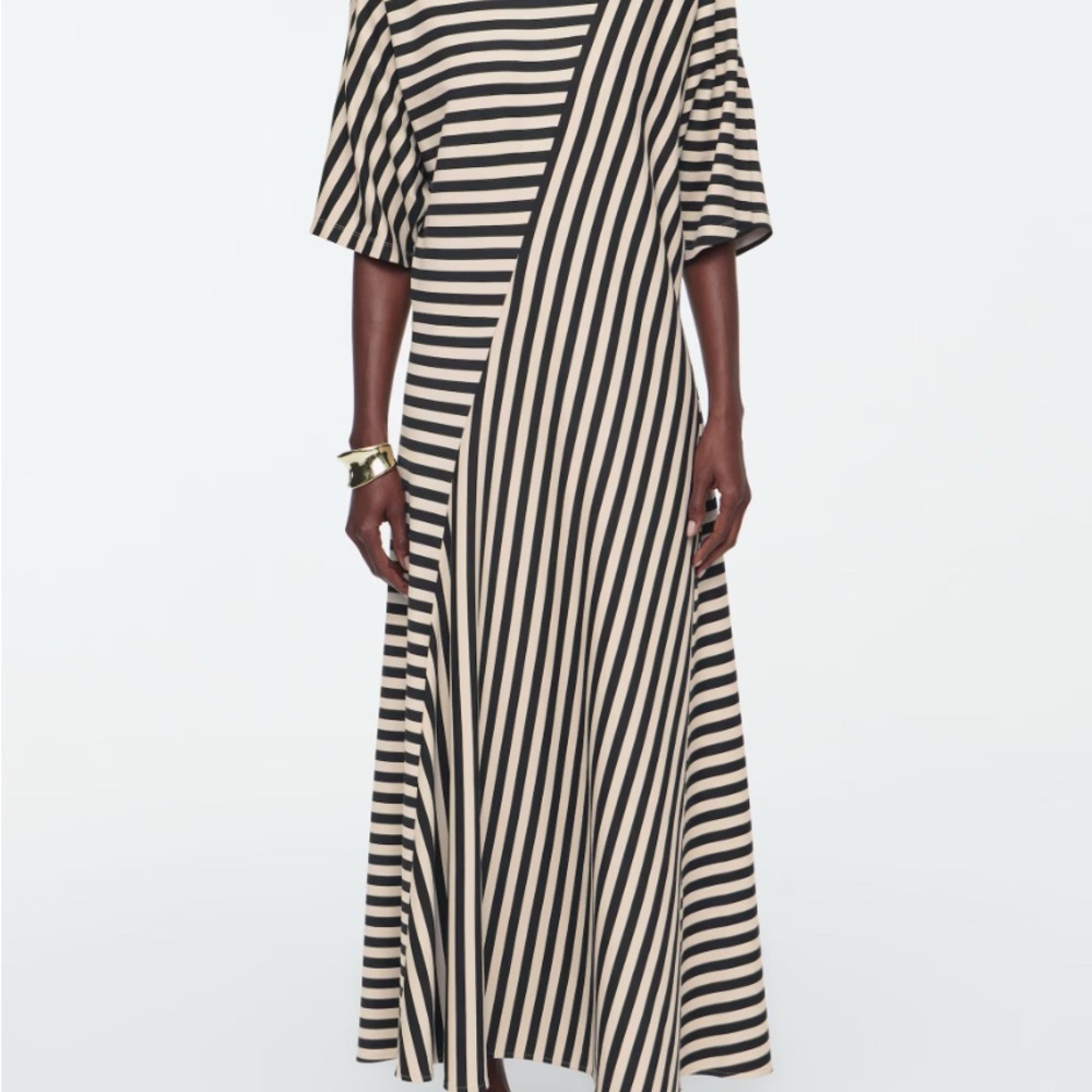 COS Black and White Asymmetrical Dolman Sleeve Dress